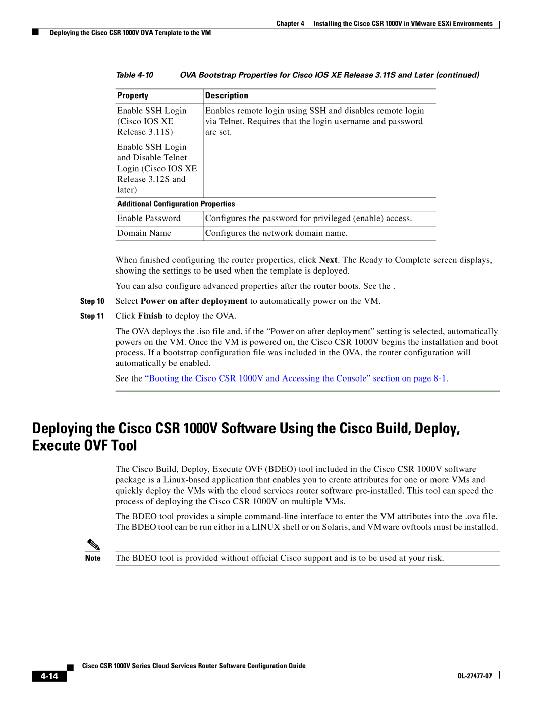 Cisco Systems CSR 1000V manual Property Description 