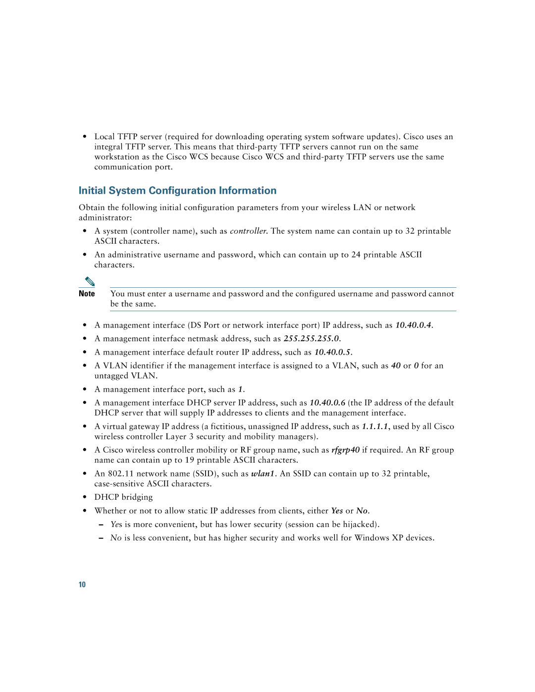 Cisco Systems AIR-CT2504-5-K9, 2500 manual Initial System Configuration Information 