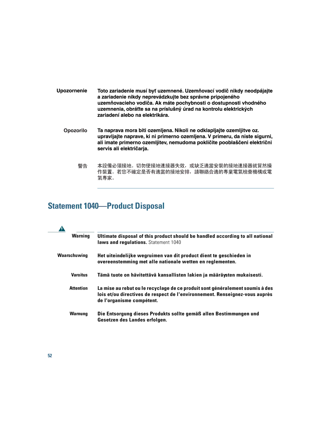 Cisco Systems AIR-CT2504-5-K9, 2500 manual Statement 1040-Product Disposal 