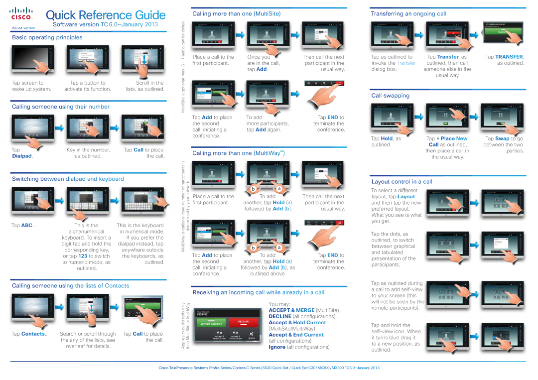 Cisco Systems CTSATPSX2012XK9 manual Calling more than one MultiSite, Software version TC 6.0-January 