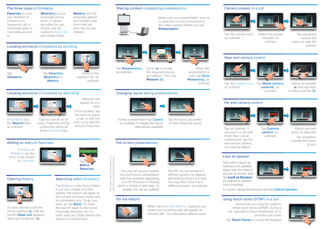 Cisco Systems CTSATPSX2012XK9 Three types of Contacts, Locating someone in Contacts by scrolling, Near end camera control 