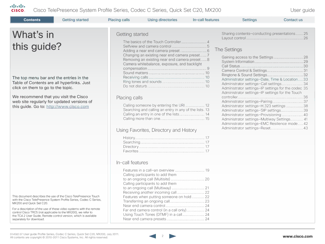 Cisco Systems CTSMX20042K9 manual What’s in this guide?, History Searching Directory Favorites, Layout control 