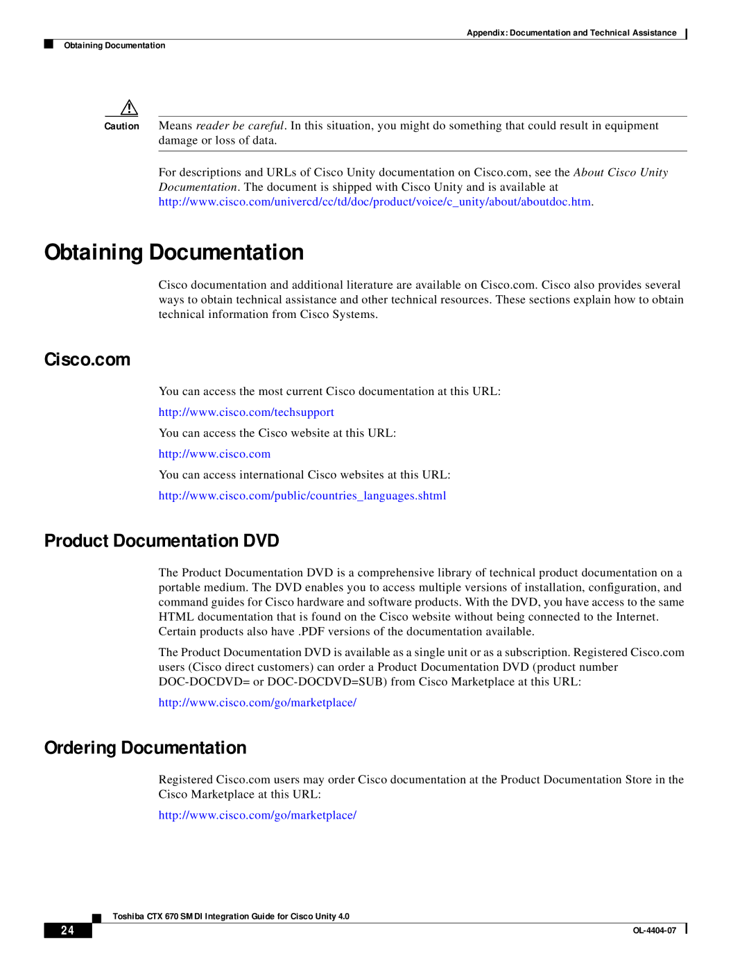 Cisco Systems CTX 670 manual Obtaining Documentation, Cisco.com, Product Documentation DVD, Ordering Documentation 