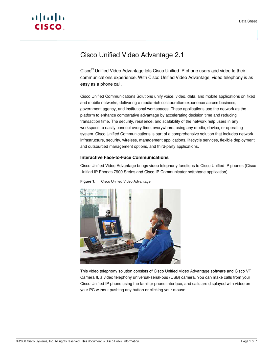 Cisco Systems CUVAV224BUN manual Interactive Face-to-Face Communications, Data Sheet 