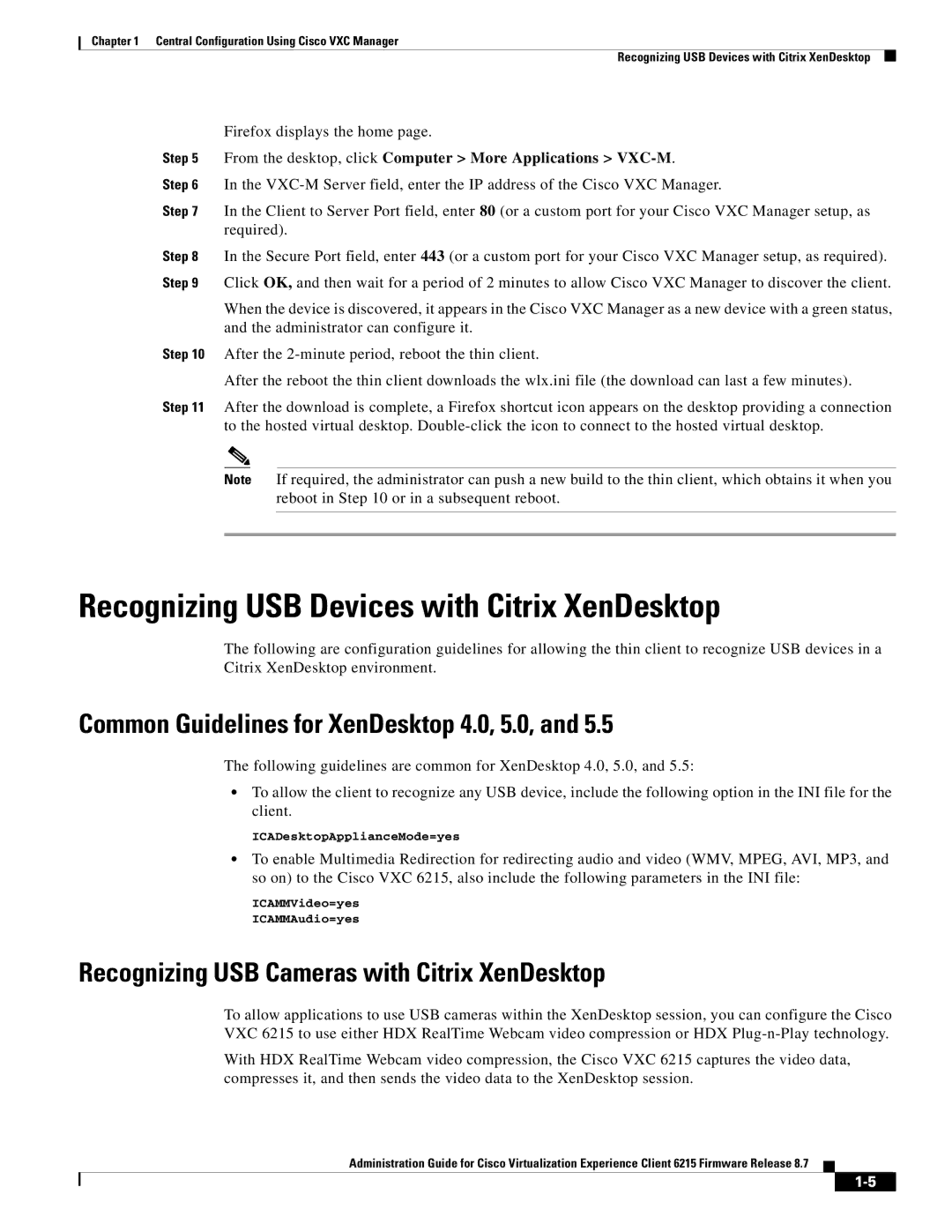 Cisco Systems CVXC6215SK9 manual Recognizing USB Devices with Citrix XenDesktop, Common Guidelines for XenDesktop 4.0, 5.0 