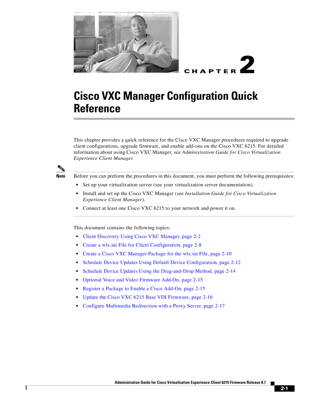 Cisco Systems CVXC6215SK9 manual Cisco VXC Manager Configuration Quick Reference 