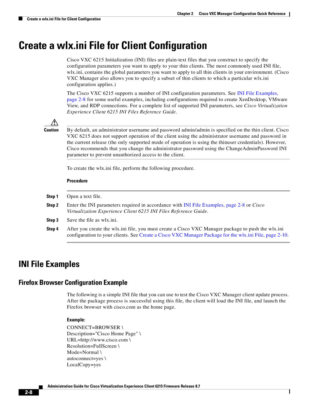 Cisco Systems CVXC6215SK9 manual Create a wlx.ini File for Client Configuration, INI File Examples 