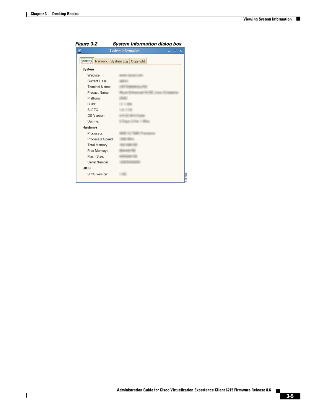 Cisco Systems CVXC6215SK9 manual System Information dialog box 