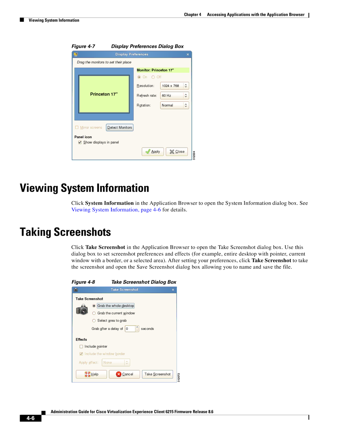 Cisco Systems CVXC6215SK9 manual Taking Screenshots, Display Preferences Dialog Box 