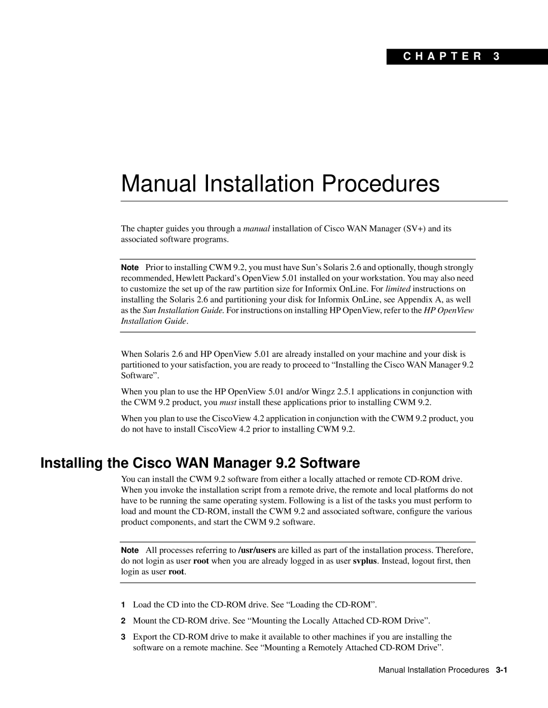 Cisco Systems CWM 9.2 appendix Manual Installation Procedures 