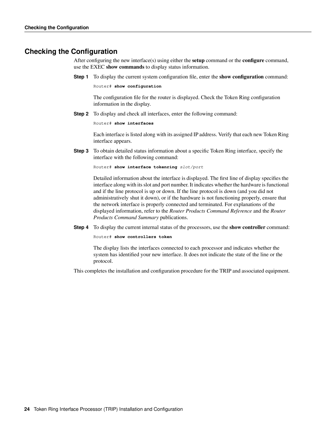 Cisco Systems CX-TRIP2, CX-TRIP4 manual Checking the Conﬁguration 