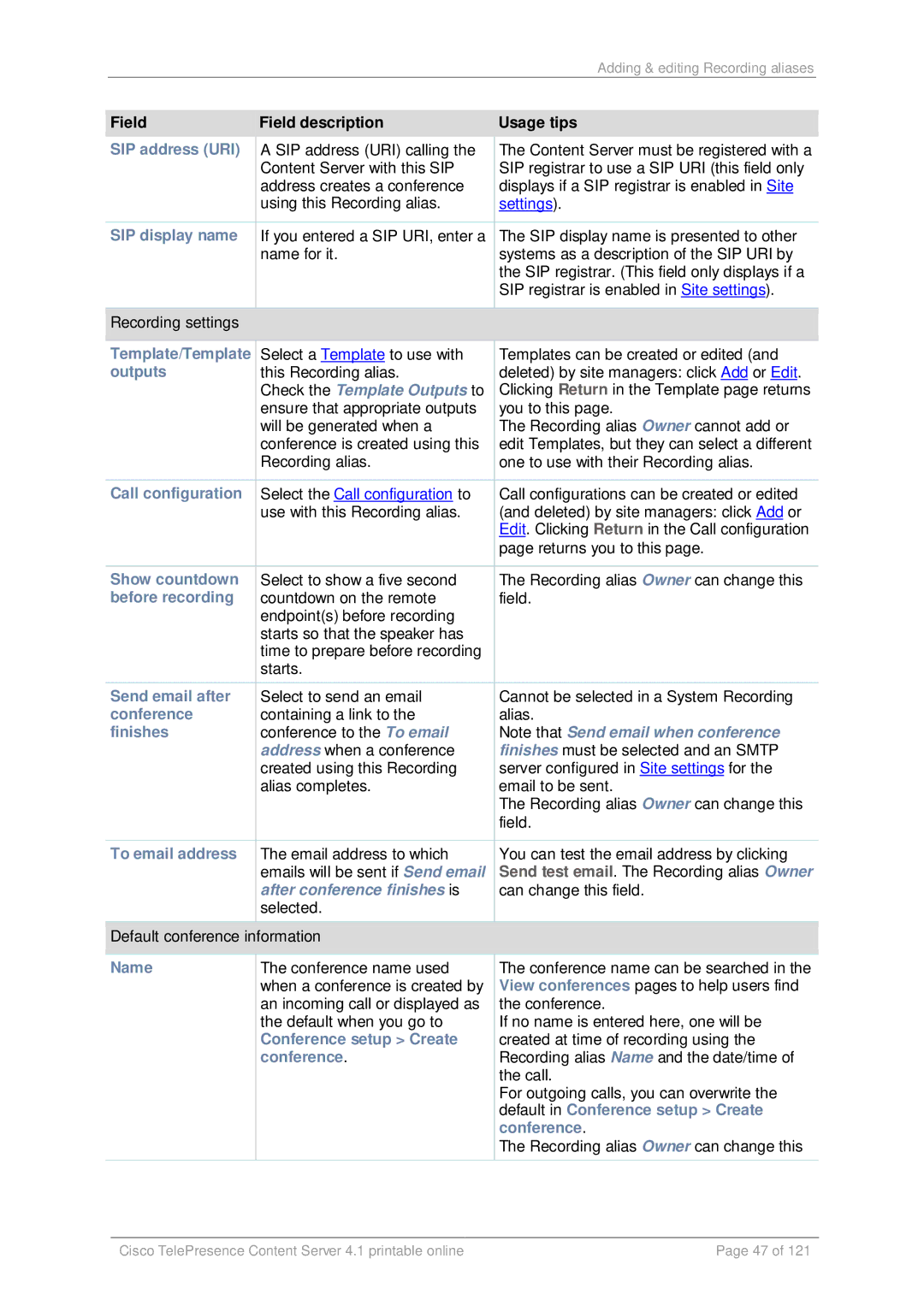 Cisco Systems D14595.03 manual Check the Template Outputs to, After conference finishes is 