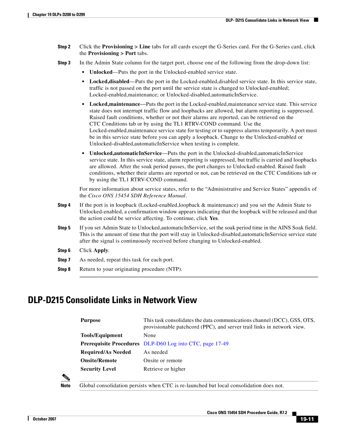 Cisco Systems D200 manual DLP-D215 Consolidate Links in Network View, 19-11 