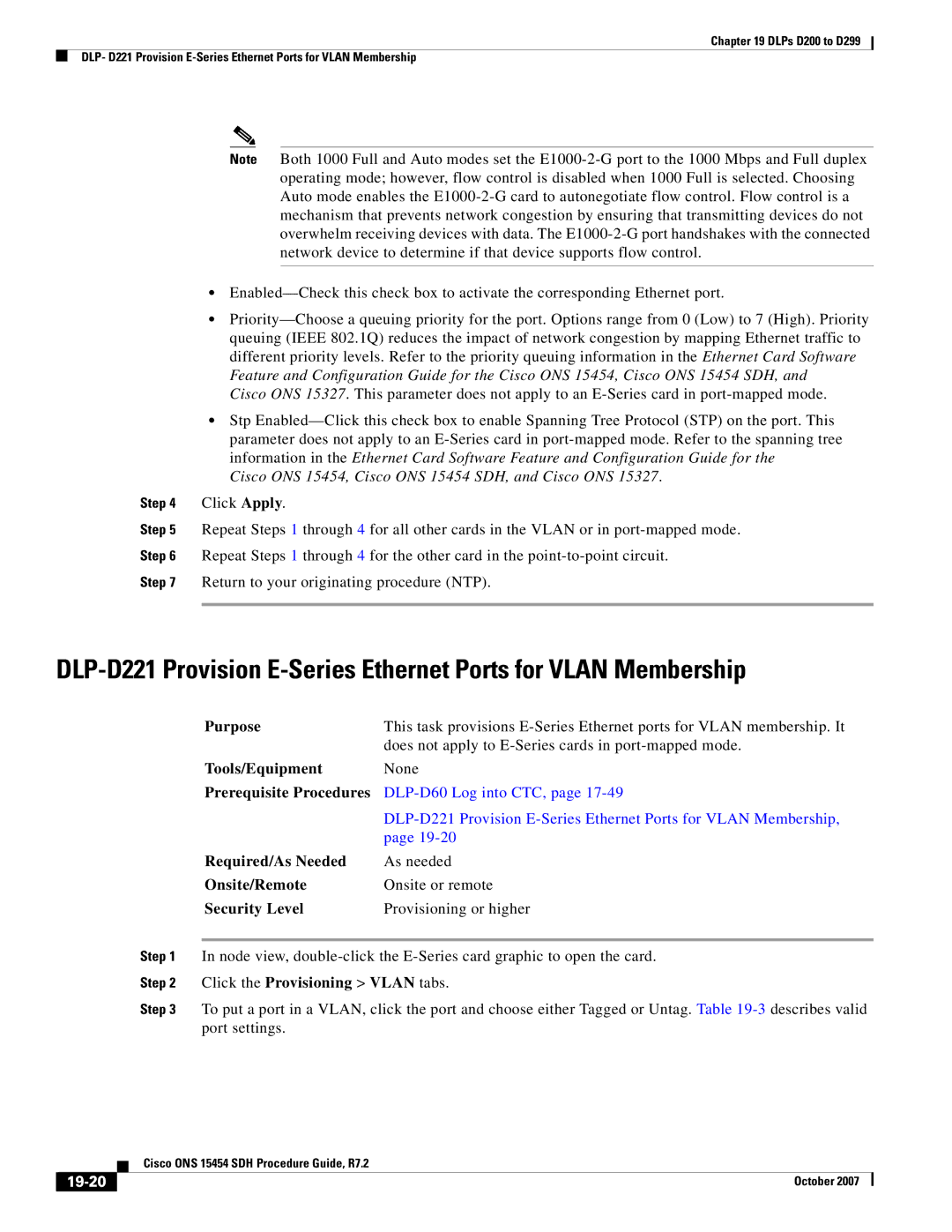 Cisco Systems D200 manual Click the Provisioning Vlan tabs, 19-20 