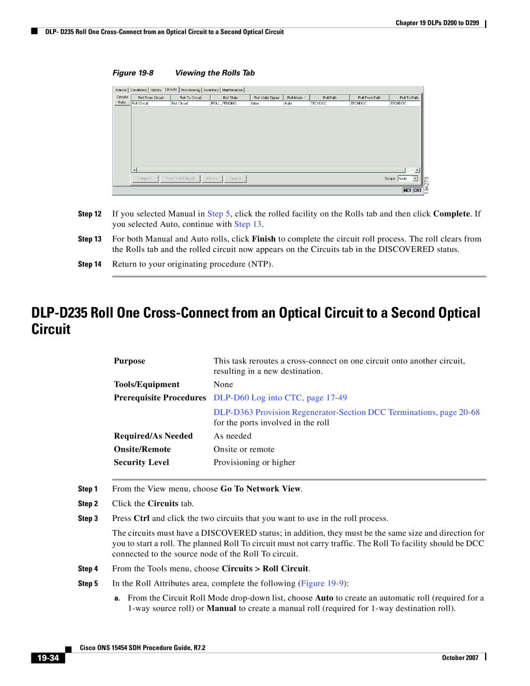 Cisco Systems D200 manual 19-34, Viewing the Rolls Tab 