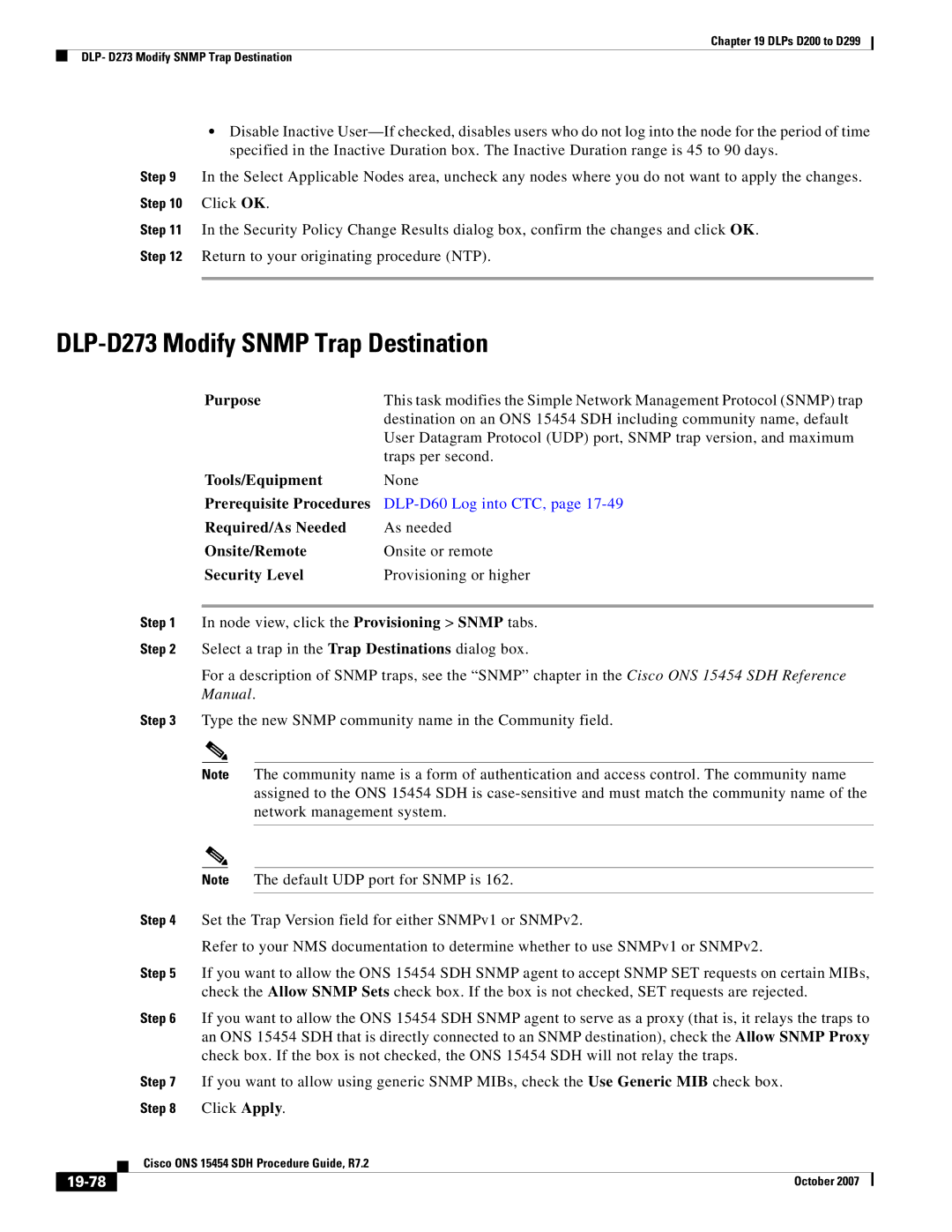 Cisco Systems D200 manual DLP-D273 Modify Snmp Trap Destination, 19-78 