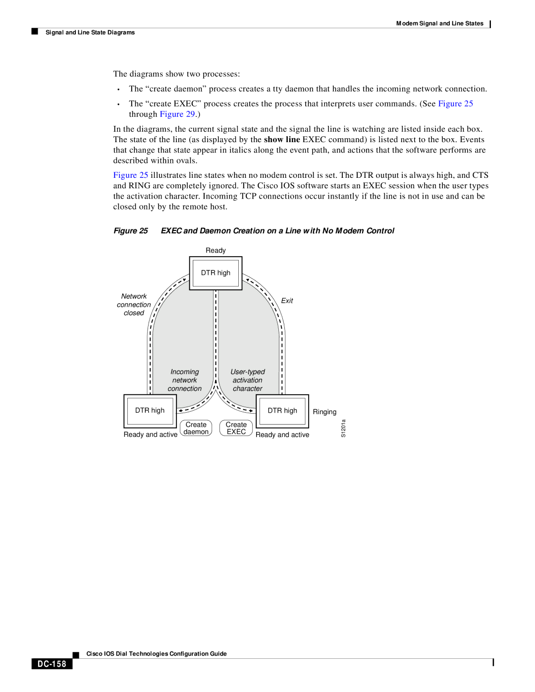 Cisco Systems DC-157 manual DC-158, Exec and Daemon Creation on a Line with No Modem Control 