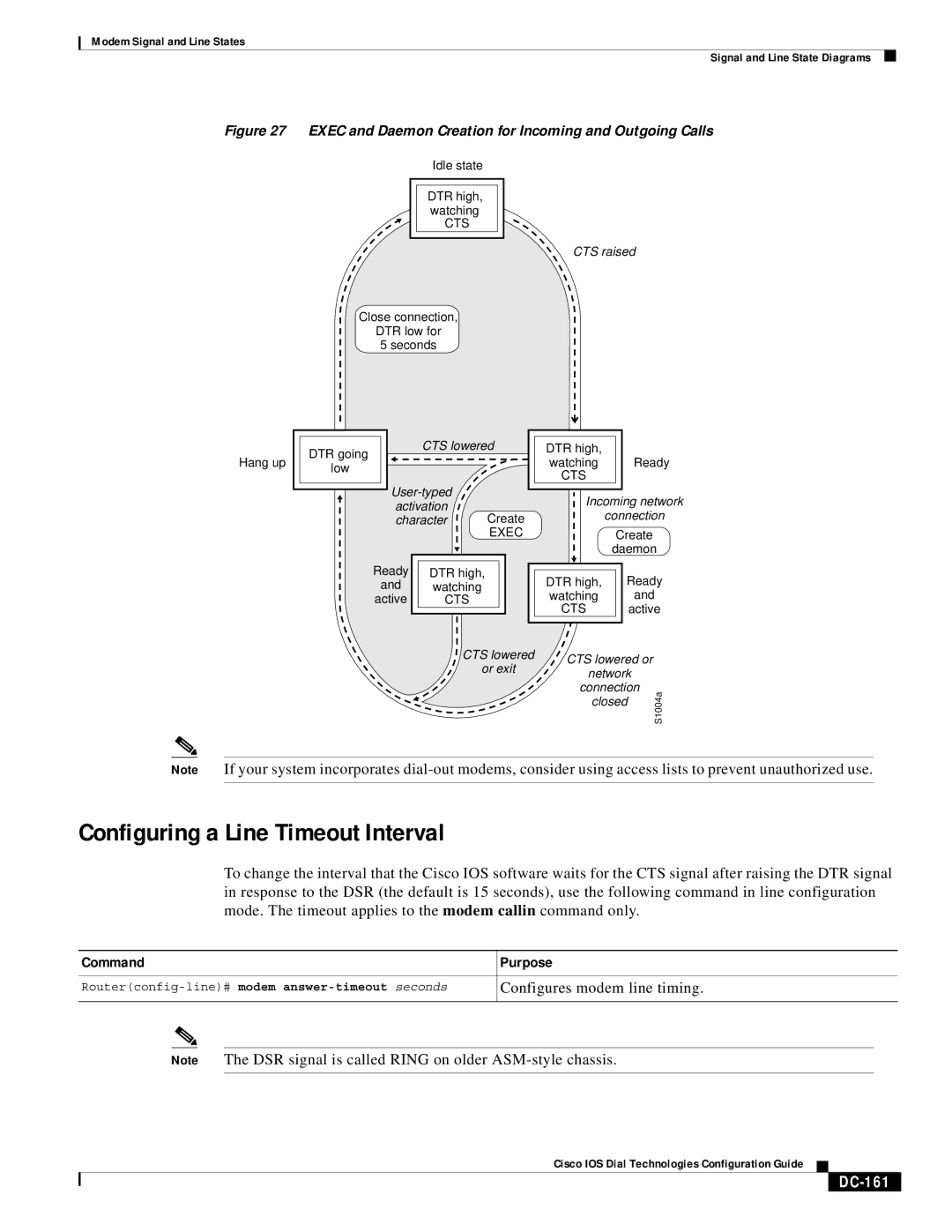 Cisco Systems DC-157 Configuring a Line Timeout Interval, DC-161, CTS lowered, User-typed Activation Character Create 