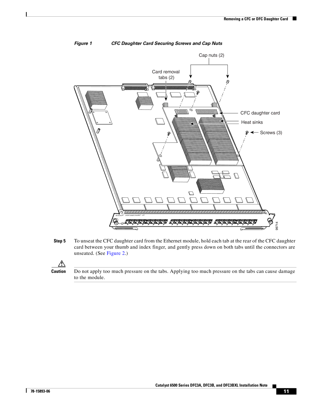 Cisco Systems DFC3A, DFC3BXL manual CFC Daughter Card Securing Screws and Cap Nuts 