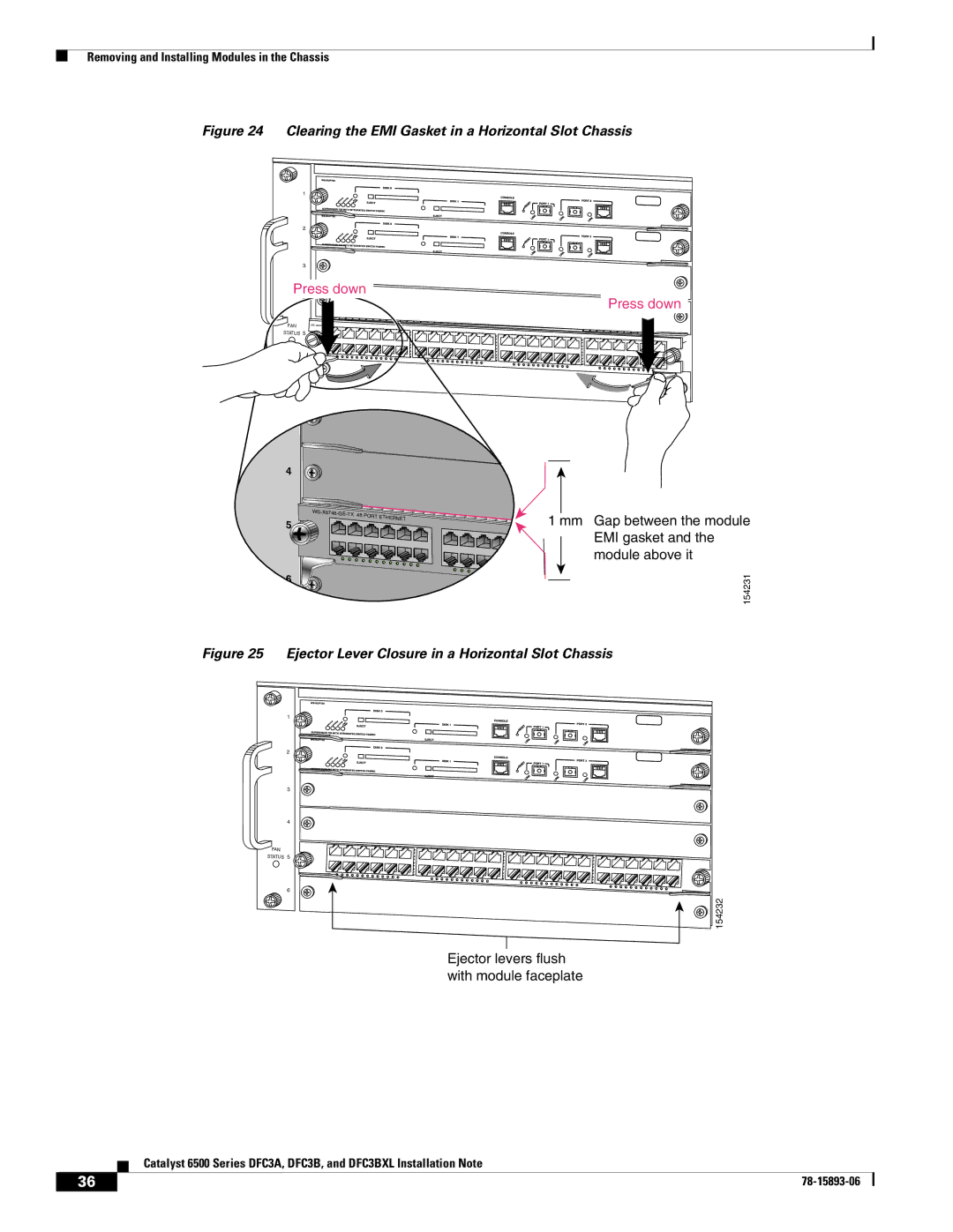 Cisco Systems DFC3BXL, DFC3A manual Mm Gap between the module EMI gasket and the module above it 