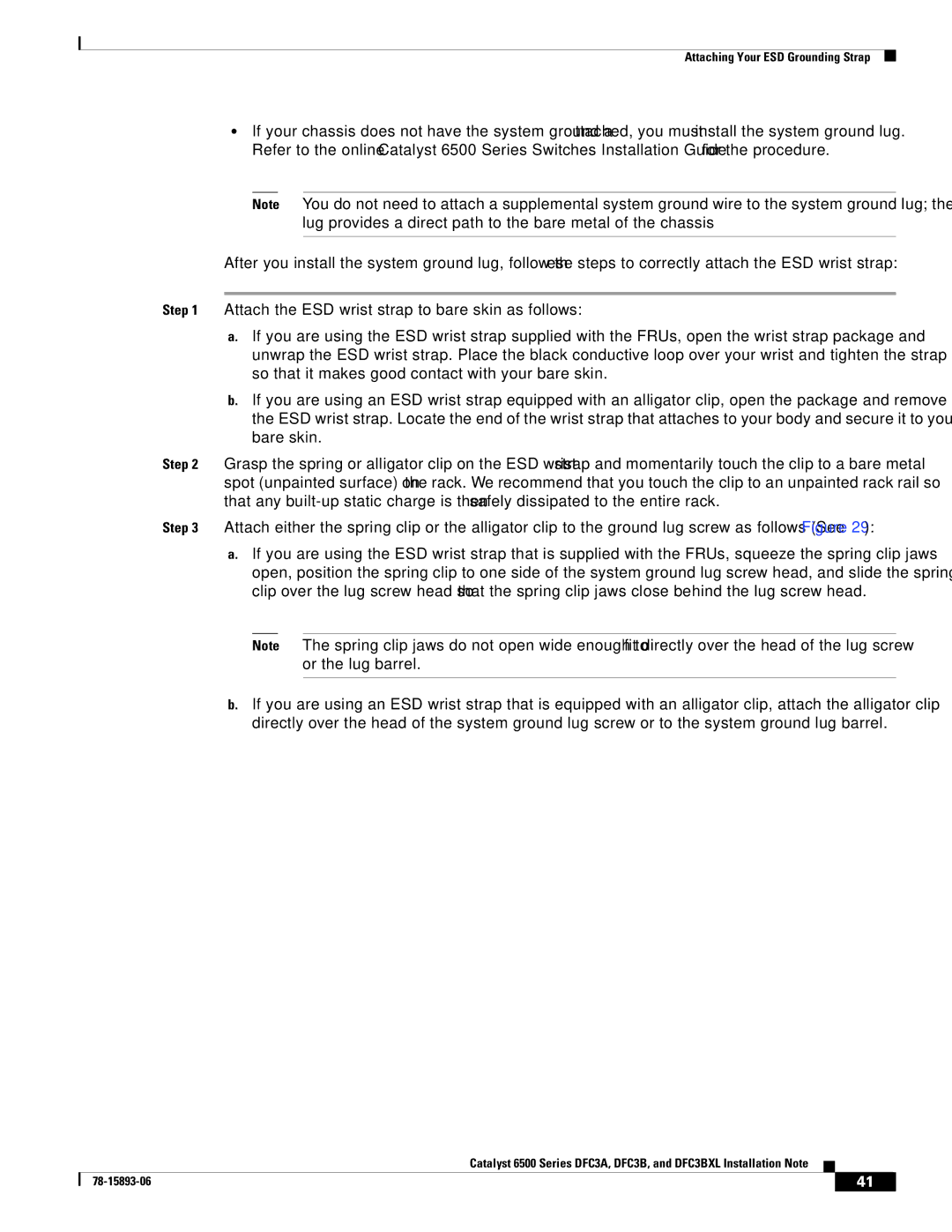 Cisco Systems DFC3A, DFC3BXL manual Attaching Your ESD Grounding Strap 