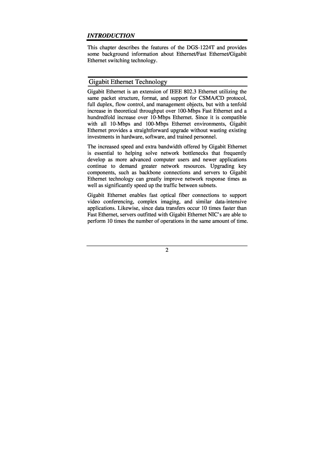 Cisco Systems DGS-1224T manual Gigabit Ethernet Technology, Introduction 