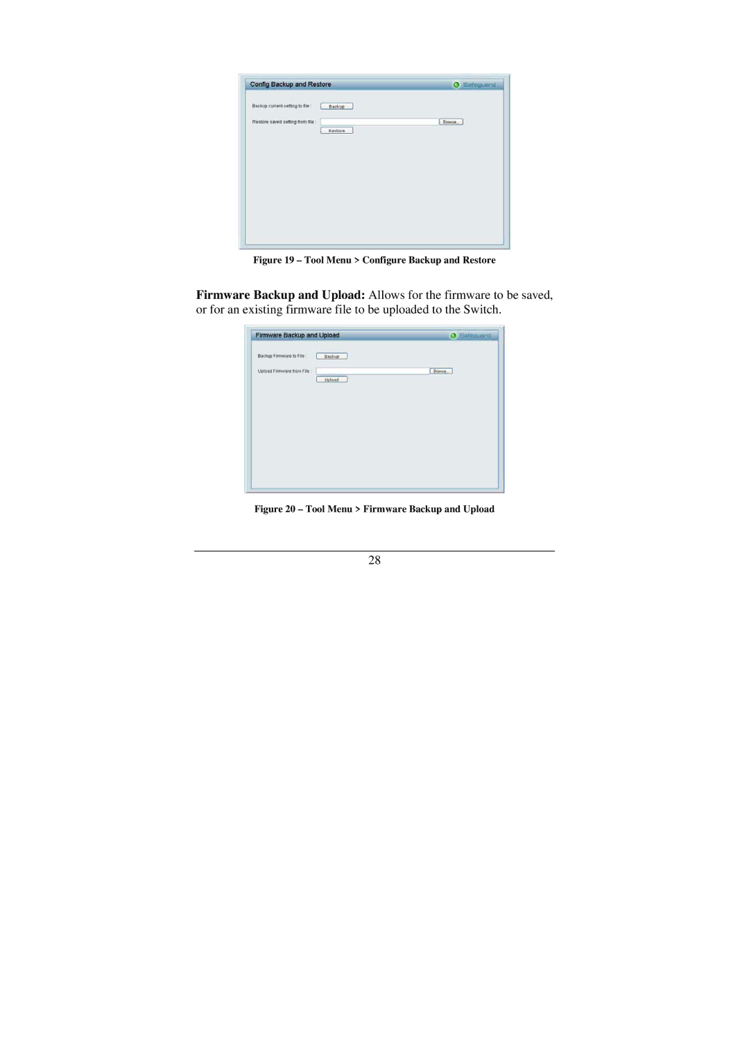 Cisco Systems DGS-1224T manual Tool Menu Configure Backup and Restore 