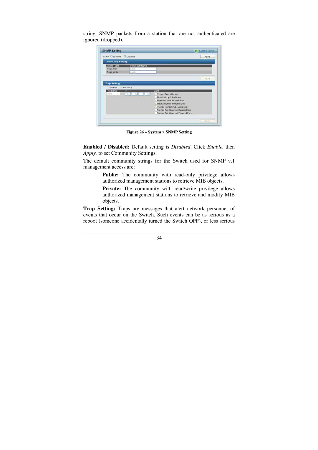 Cisco Systems DGS-1224T manual System Snmp Setting 