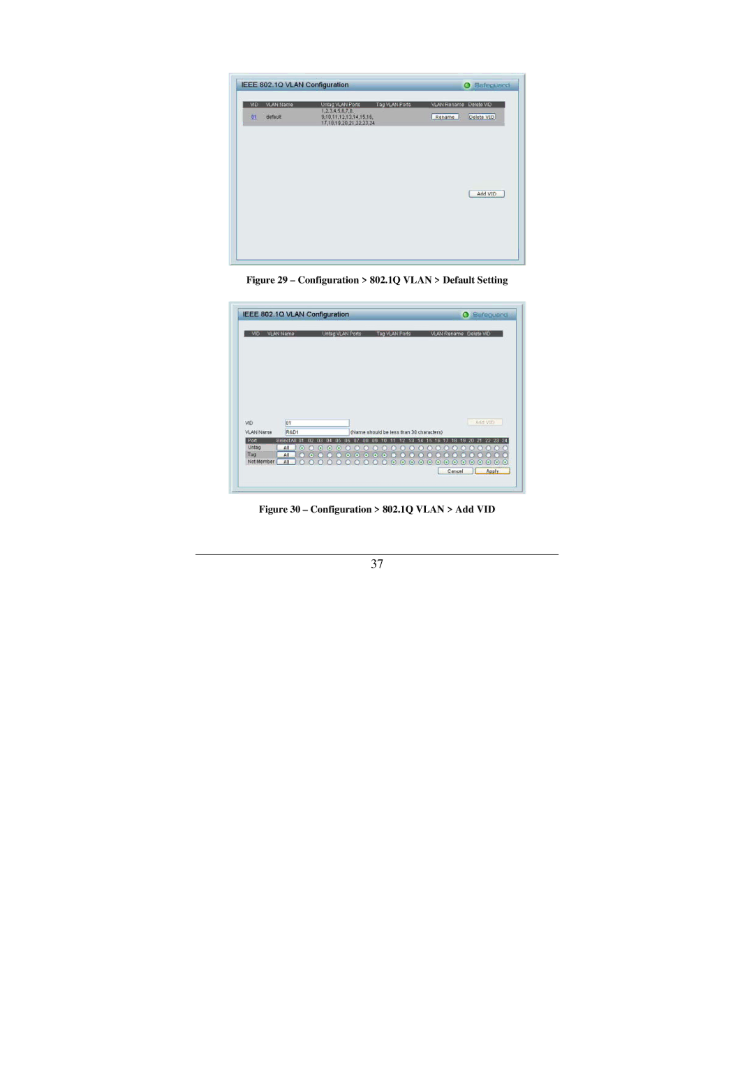 Cisco Systems DGS-1224T manual Configuration 802.1Q Vlan Default Setting 