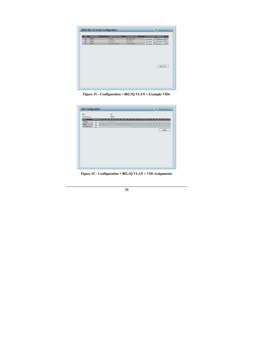 Cisco Systems DGS-1224T manual Configuration 802.1Q Vlan Example VIDs 