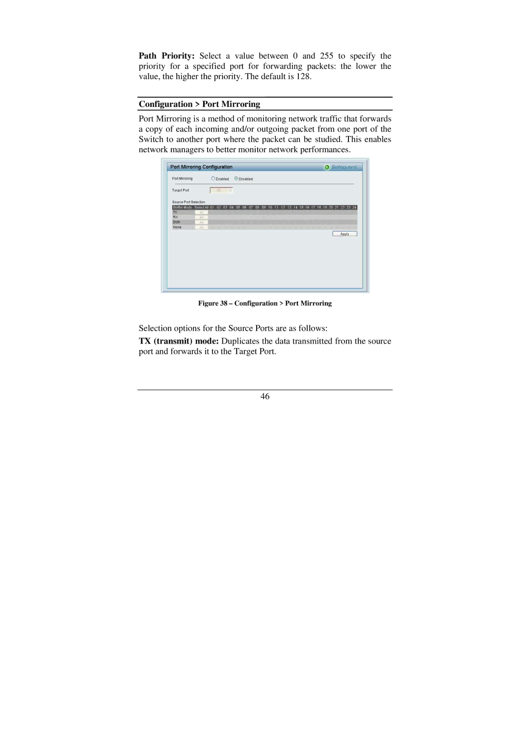 Cisco Systems DGS-1224T manual Configuration Port Mirroring 