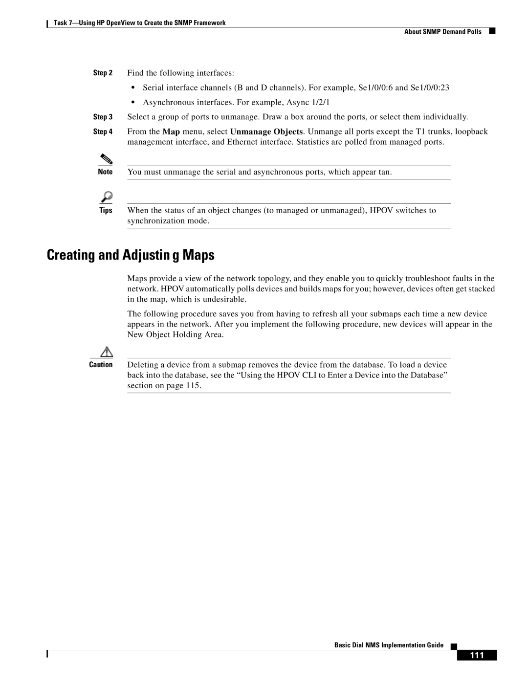 Cisco Systems Dial NMS manual Creating and Adjustin g Maps 