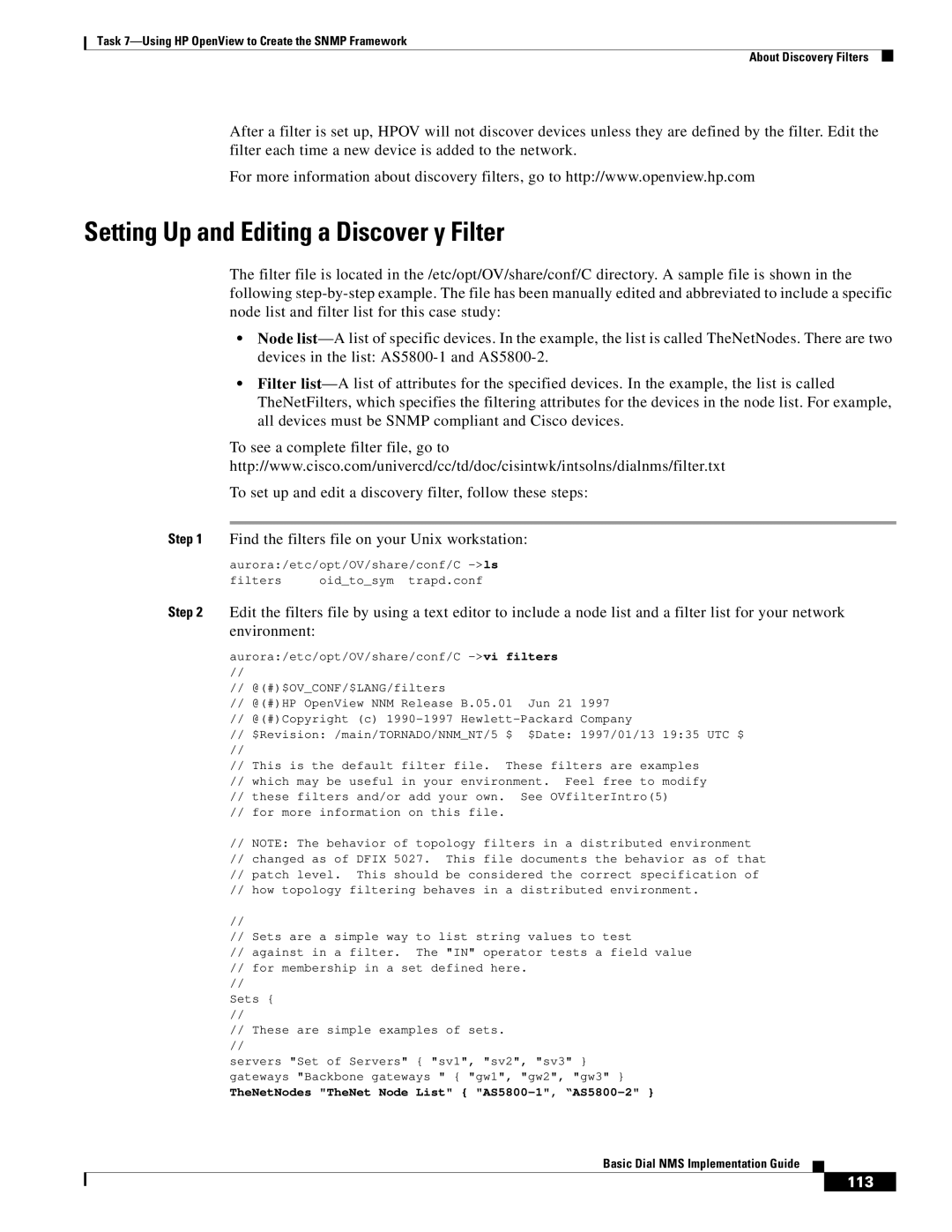 Cisco Systems Dial NMS manual Setting Up and Editing a Discover y Filter, TheNetNodes TheNet Node List AS5800-1, AS5800-2 