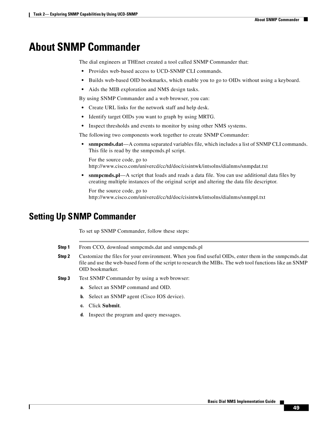 Cisco Systems Dial NMS manual About Snmp Commander, Setting Up Snmp Commander 