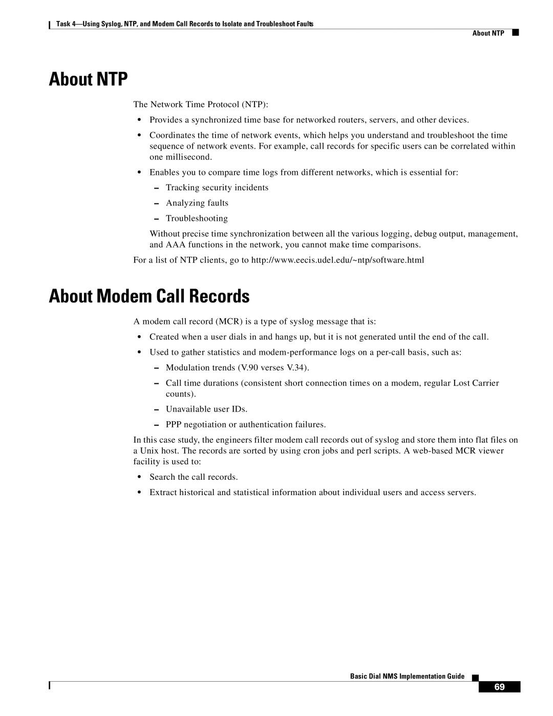 Cisco Systems Dial NMS manual About NTP, About Modem Call Records 