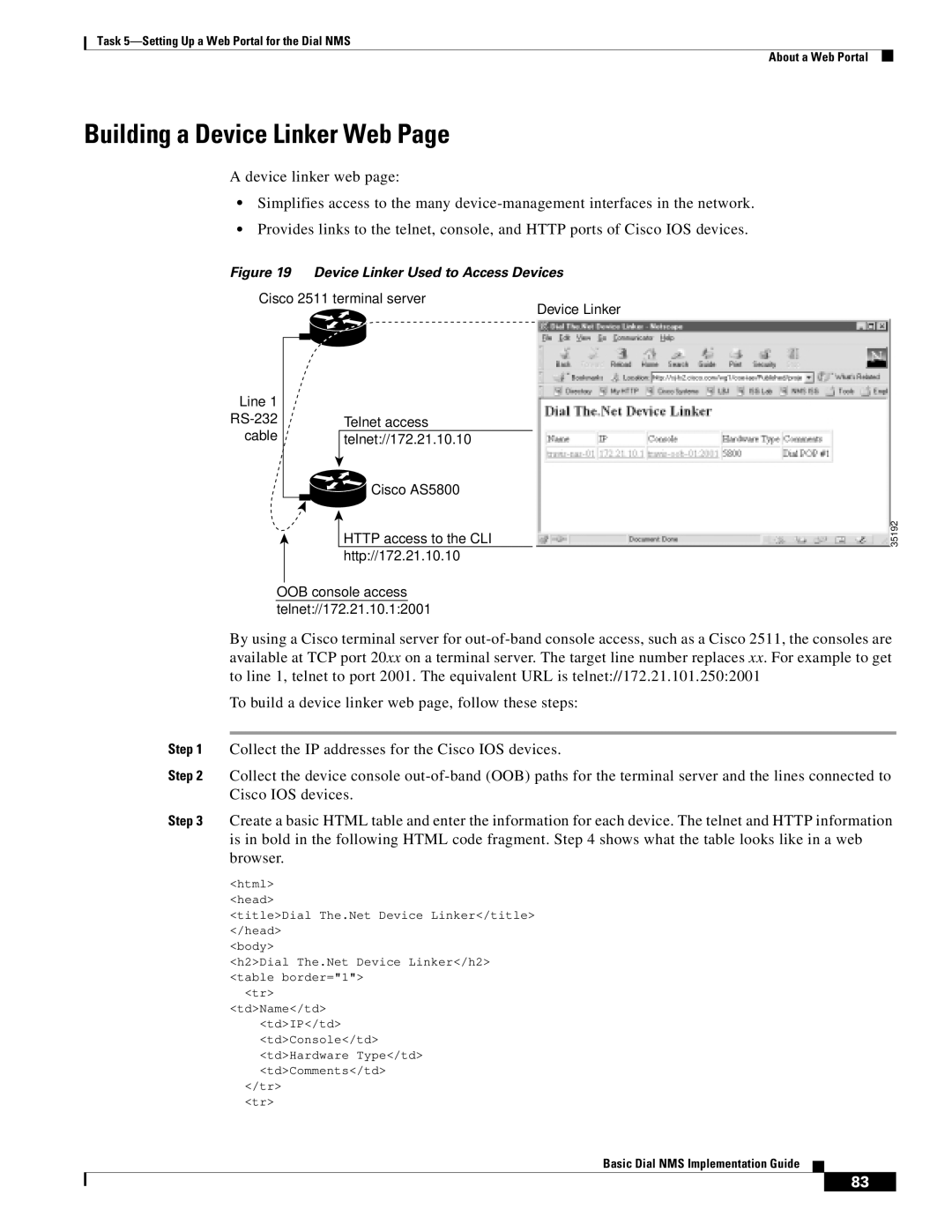 Cisco Systems Dial NMS manual Building a Device Linker Web 