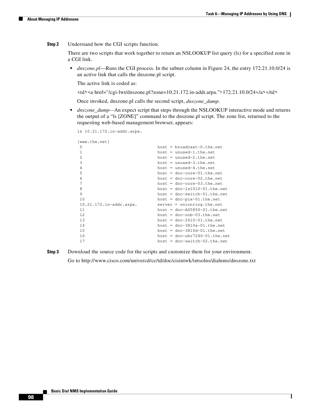 Cisco Systems Dial NMS manual Host = doc-oob-03.the.net 