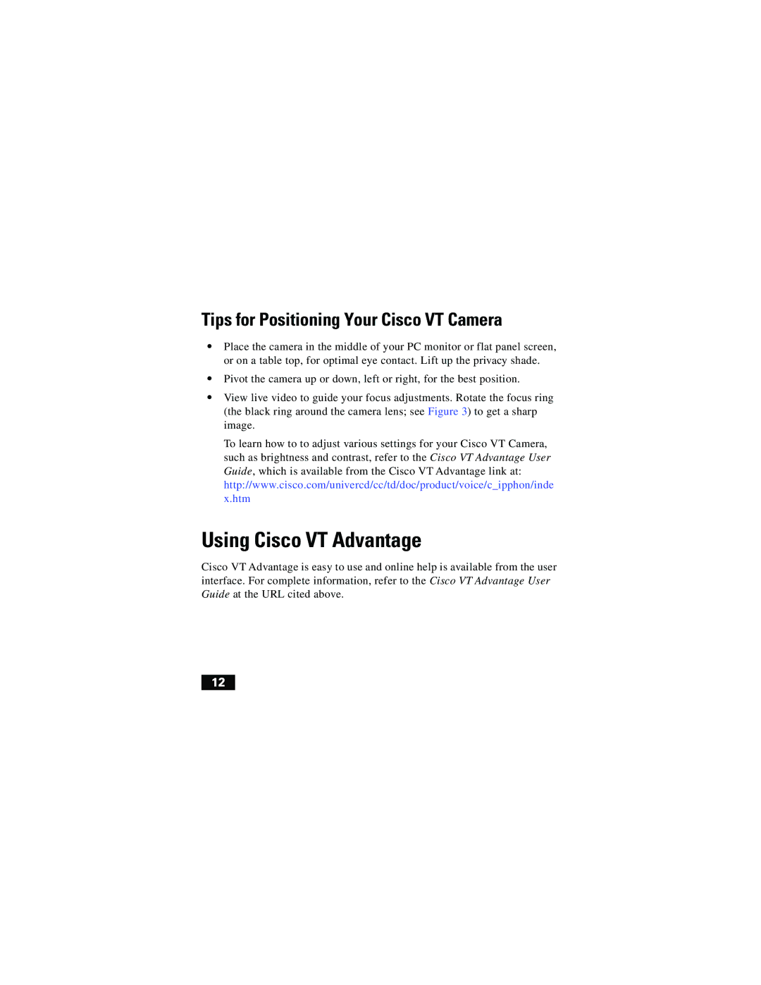 Cisco Systems Digital Camera warranty Using Cisco VT Advantage, Tips for Positioning Your Cisco VT Camera 