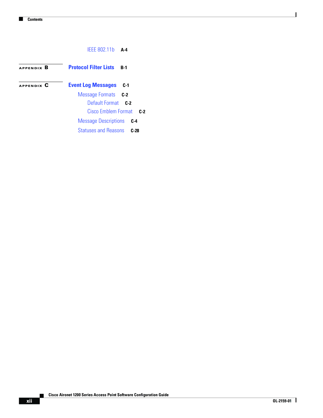 Cisco Systems DL-2159-05 manual Xii 