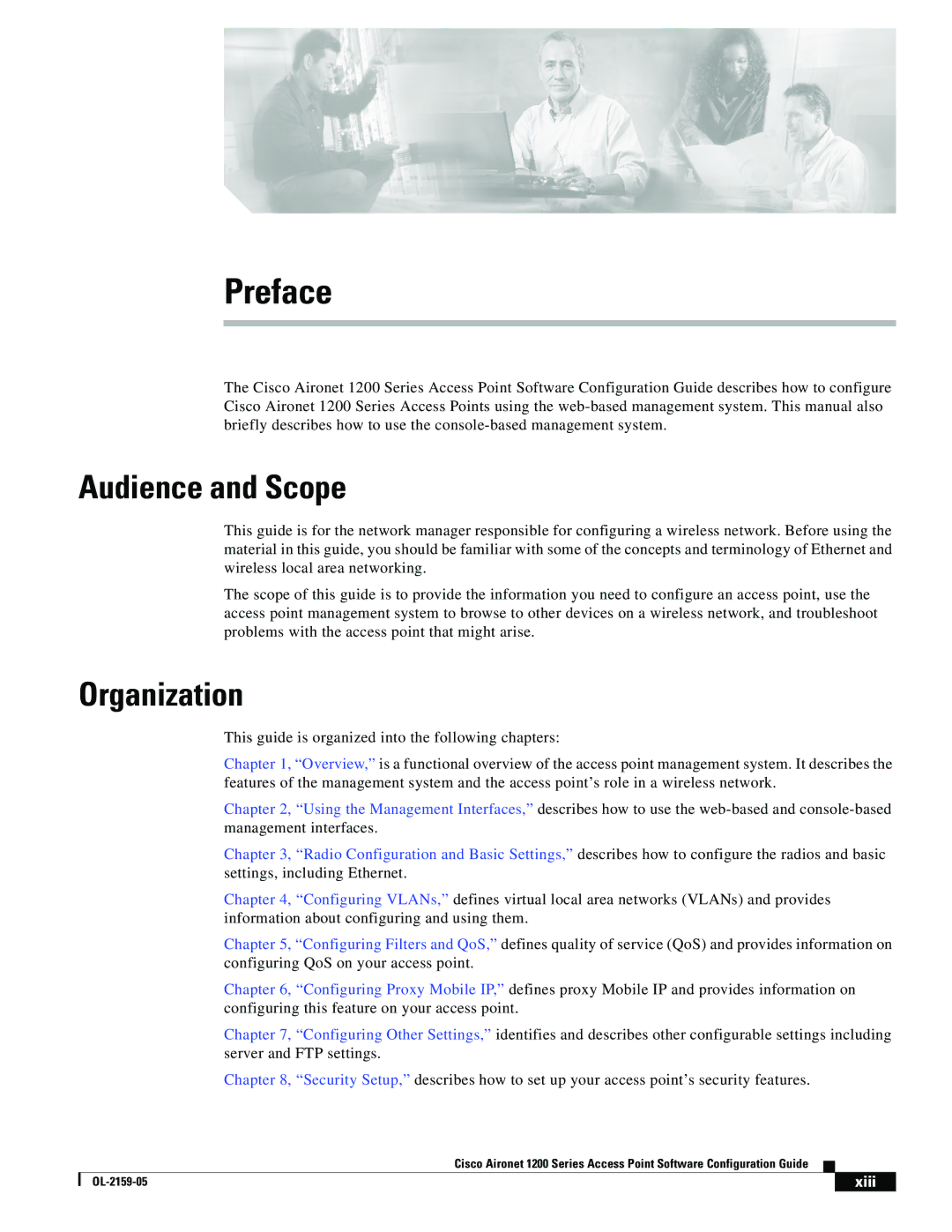 Cisco Systems DL-2159-05 manual Audience and Scope, Organization, Xiii 