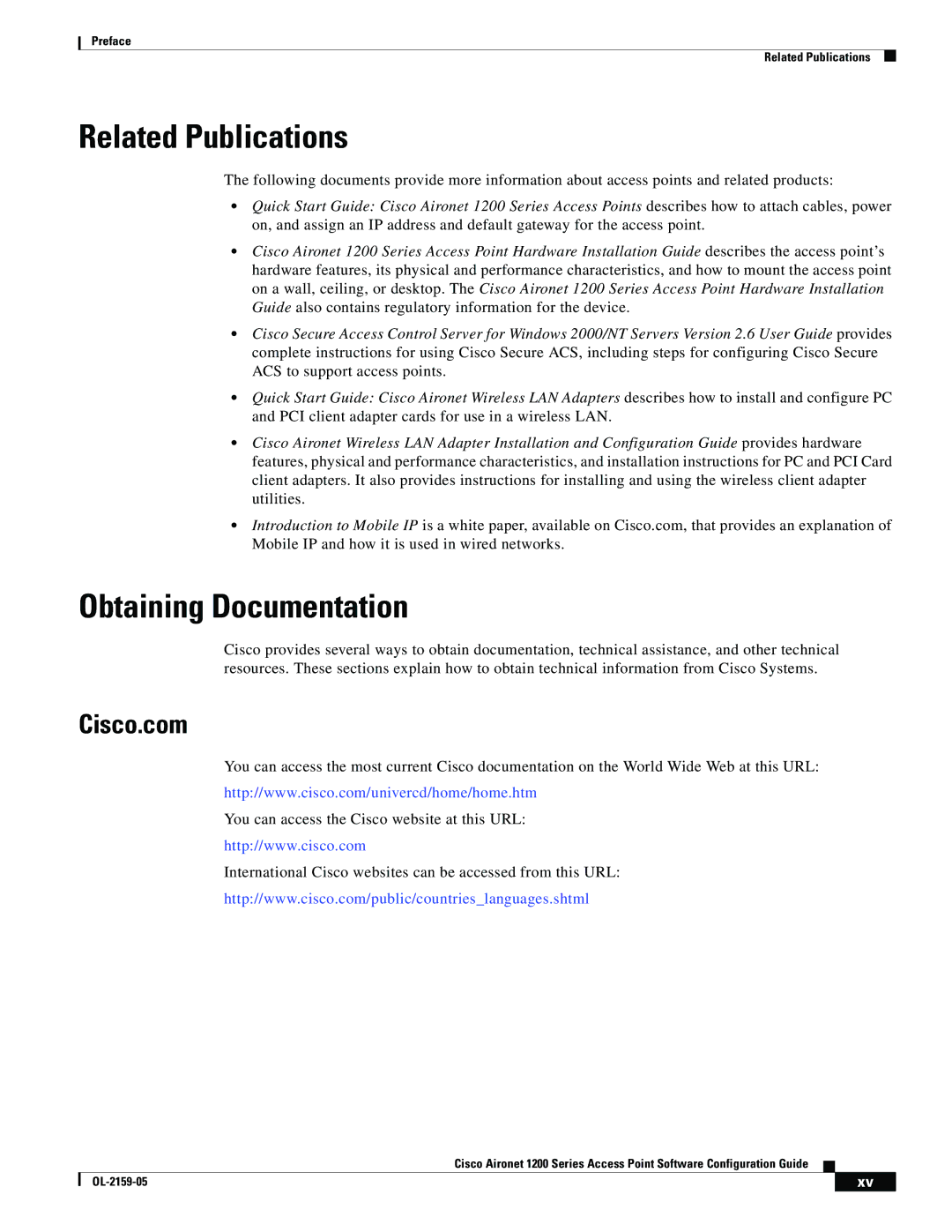 Cisco Systems DL-2159-05 manual Related Publications, Obtaining Documentation, Cisco.com 