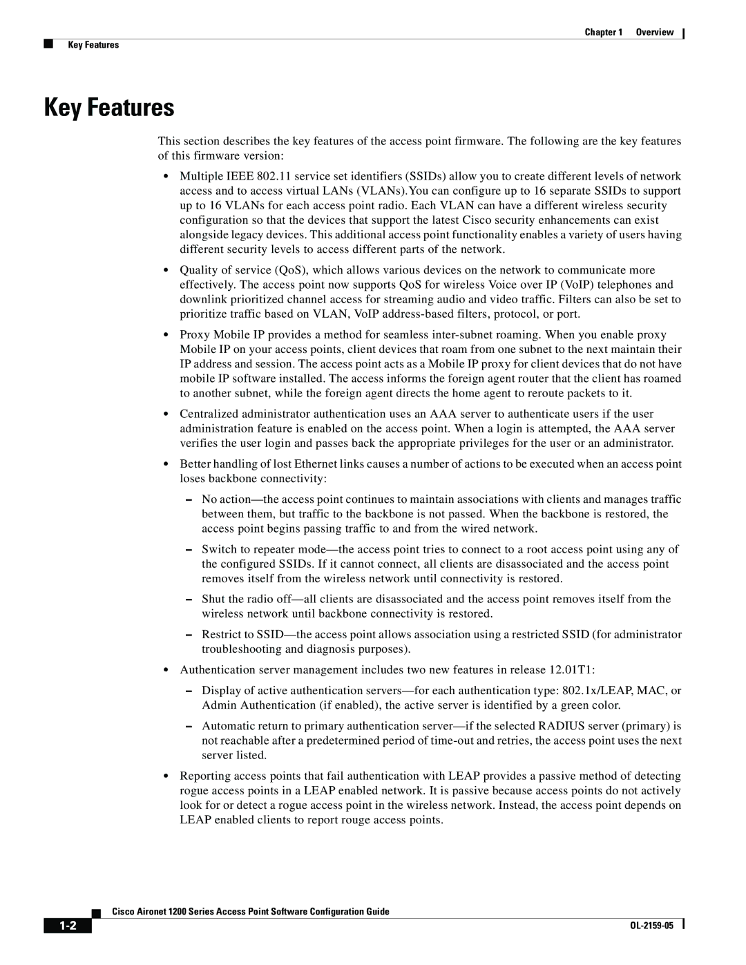 Cisco Systems DL-2159-05 manual Key Features 