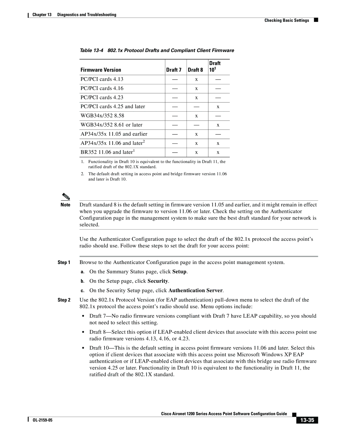 Cisco Systems DL-2159-05 manual Firmware Version Draft, 13-35 