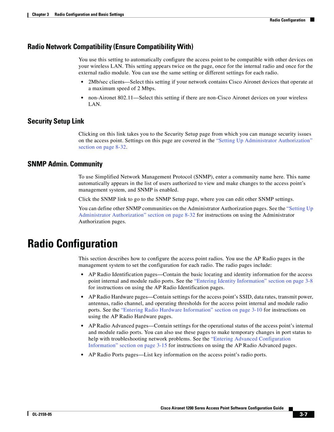 Cisco Systems DL-2159-05 Radio Configuration, Radio Network Compatibility Ensure Compatibility With, Snmp Admin. Community 