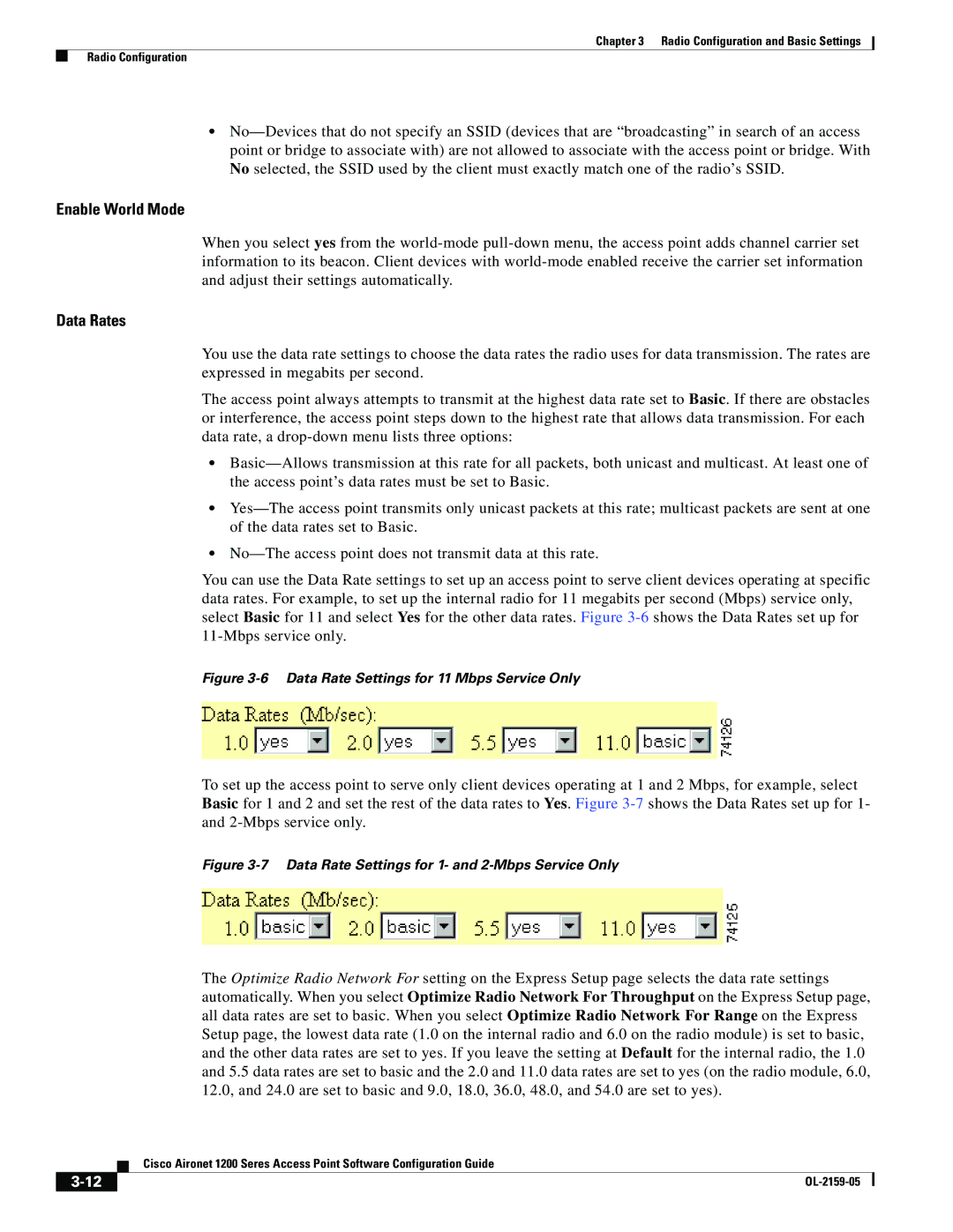 Cisco Systems DL-2159-05 manual Enable World Mode, Data Rates 