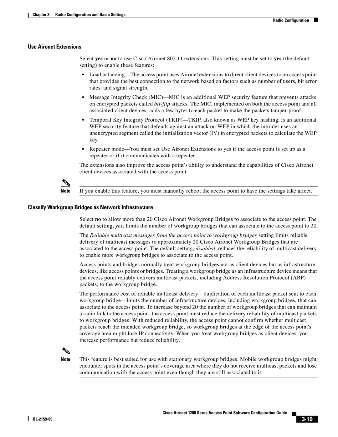 Cisco Systems DL-2159-05 manual Use Aironet Extensions, Classify Workgroup Bridges as Network Infrastructure 