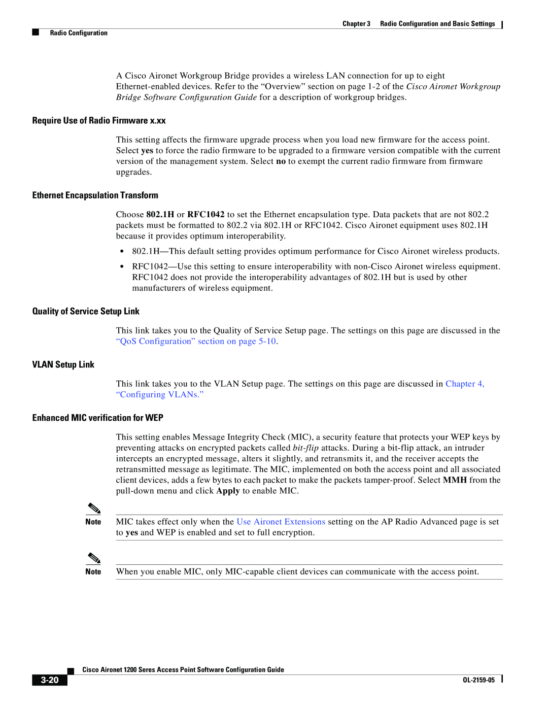 Cisco Systems DL-2159-05 Require Use of Radio Firmware, Ethernet Encapsulation Transform, Quality of Service Setup Link 