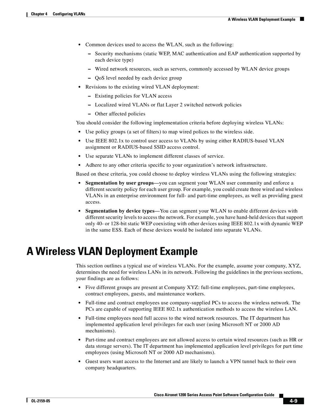 Cisco Systems DL-2159-05 manual Wireless Vlan Deployment Example 