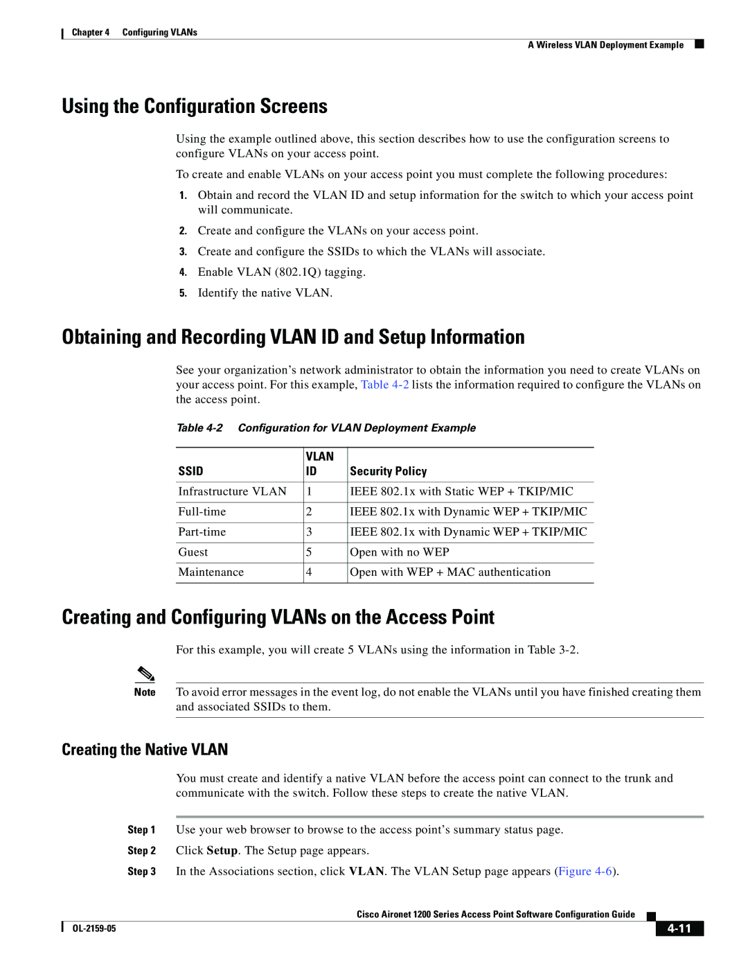 Cisco Systems DL-2159-05 manual Using the Configuration Screens, Obtaining and Recording Vlan ID and Setup Information 