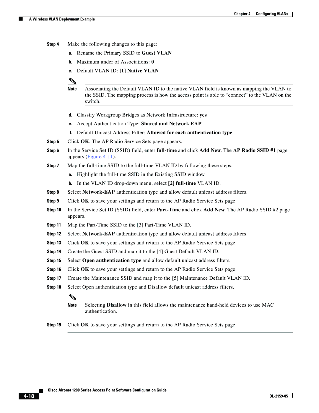 Cisco Systems DL-2159-05 manual Configuring VLANs Wireless Vlan Deployment Example 